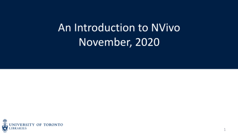 Introduction to NVIVO (November 2020)